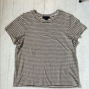 Olive Green and Light Pink Stripes Fitted Short Sleeve Tee